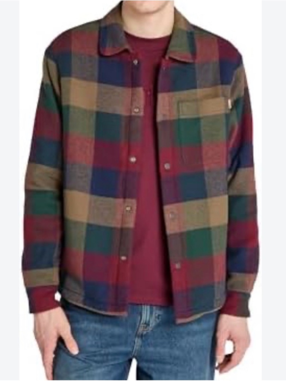 Timberland Men's Plaid Shirt Jacket - Red, Green, Navy, Brown